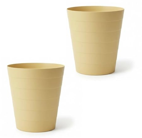 HOMESHOPA Plastic Waste Paper Bin, 2 Pack Pastel Yellow 6L Round Waste Basket Trash Can, Lightweight Rubbish Bin for Kitchen, Bedroom, Bathroom, Open-Top, Outdoor Garbage Dustbin