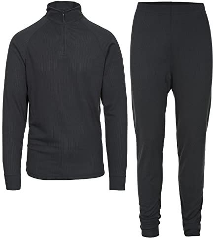 Trespass Unite360 Kids Black Thermal Base Layer Set Long Sleeve Top and Bottoms