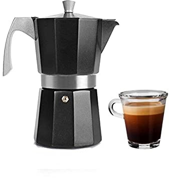 IBILI Evva espressobryggare, gjuten aluminium, lämplig för induktion, 6 koppar, 300 ml, svart