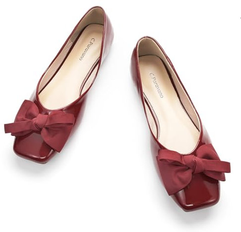 C.Paravano Damen Schuhe Ballerinas Damen Flache Schuhe Für Damen Ballerinas Damen Elegant (Rot,41)