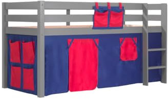 Vipack Bett, skandinavisch, Kiefernholz, Textil, Grau, Single