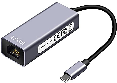 USB C to 2.5G Network Adapter,KUYiA USB C to Gigabit Ethernet Adapter,Type C To RJ45 LAN Ethernet Card 2500/1000/100Mbps Support Windows 7/8/10, XP, Vista, Mac/OS/Linux