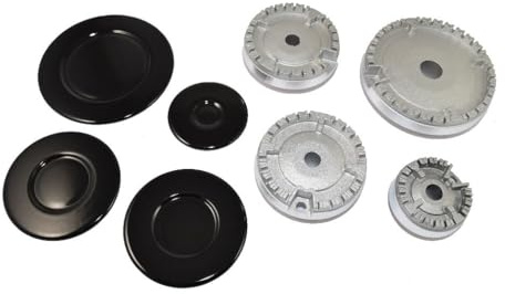 Ufixt Universal Gas Hob Burner Set | 4 Piece Base and Cap Kit | 55mm 75mm 100mm Sizes | compatible with Tricity Bendix