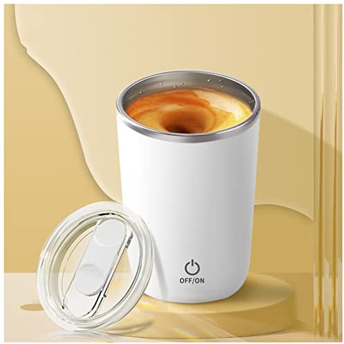 FOXNSK Tasse à Agitation Automatique, Mug Melangeur Électrique Magnetic Stirring Cup Rechargeable Mug Automatique Automatique Tasse a Cafe Tournant Maison Bureau Voyager MUG Auto MÉLANGEUR (D-Blanc)