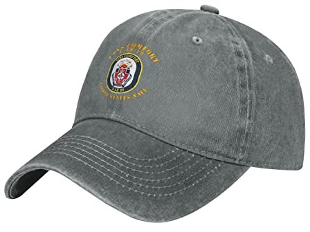 YINGD Denim Baseball Cap Navy USNS Komfort Denim Hip-Hop Cap Atmungsaktiv Waschbar Baseball Unisex für Männer Frauen, grau, One size