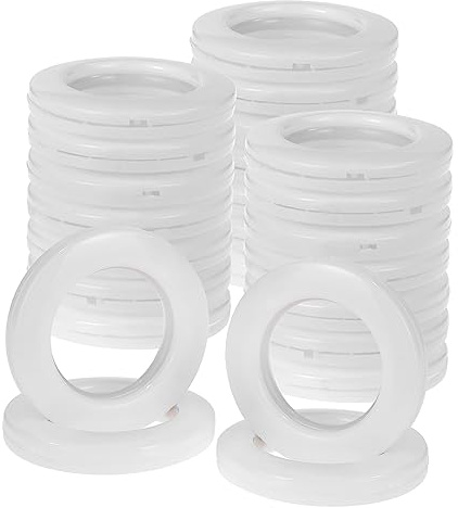 Kinsinder 32 anillos redondos de plástico con ojales de 40 mm de diámetro interior para cortinas de ventana y ducha (blanco)