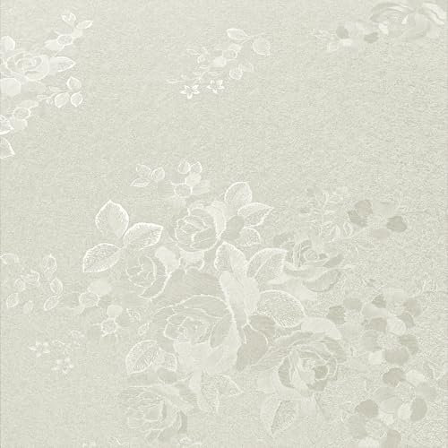 VEELIKE Papel Pintado Flores Crema Beige Rosas Textura Papel Pintado Pared con Relieve Papel Pared Estampado Papel Autoadhesivo Pared Flores Papel Adhesivo para Muebles Dormitorio Baño 40cm×300cm