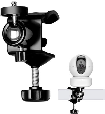 Xiruiubao Support Caméra Mural à Clipser, Rotatif à 360 Degrés, pour Extérieur/Intérieur avec Filetage 1/4 - Système de Surveillance à Domicile (Noir)