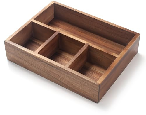 XIMISISE Porta bustine di tè, organizer per bustine di tè in legno di acacia, cestino per caramelle, organizer per pacchetti di zucchero, organizer per condimenti per caffetterie