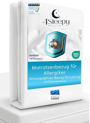 4Sleepy Housse de matelas pour personnes allergiques, anti-acariens, 120 x 200 cm, lavable, anti-acariens, jusqu'à 20 cm de hauteur, 120 x 200 x 20 cm