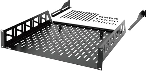 Tecmojo 2U Rack Shelf,19 inch Server Rack Shelf 16 inch Depth,Weight Capacity 110Lbs/50kg,Rack Mount Shelf for 19 Network Racks & Cabinets,with Complete Accessories