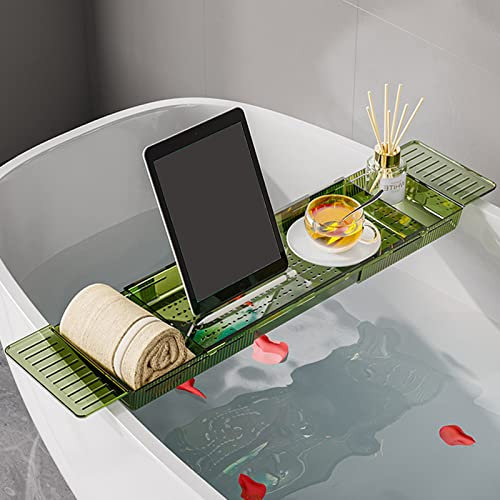 Bandeja ajustable para bañera con divisor extensible, estante retráctil para tina para cocina, baño, organizador multifuncional de 22.2 pulgadas de largo x 6.9 pulgadas de ancho x 1.8 pulgadas de