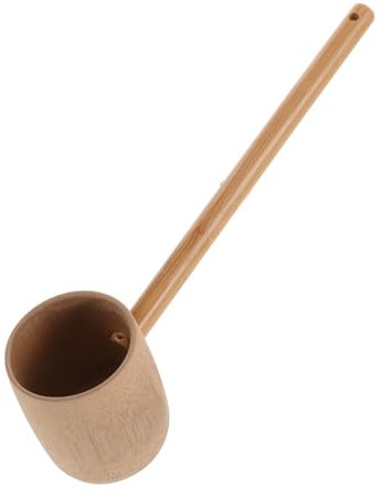 LOORGVEL Bambus Wasserkelle Mit Langem Griff Rustikaler Schöpflöffel Für Küche Und Camping Langlebig Stilvoll Zum Waschen Von Gemüse Und Schöpfen Von Wasser