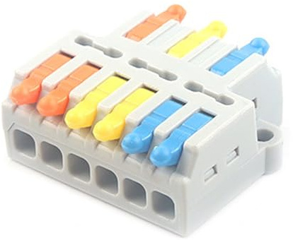 JOYELEC 8 Pièces Bornes de Connexion,D3-6 Connecteur Electrique Rapide 3 entrée 6 sorties, Conducteur Compact Fils Connecteurs, 0.08-2.5(4.0) mm²,250V,32A,avec levier de commande