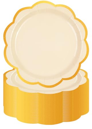 EVYIENEN 50 Pcs White Paper Plates,9 Inch/23cm Disposable Scalloped Dessert Plates Paper Tableware Plates for Birthday Baby Shower Wedding Party Decorations Supplies