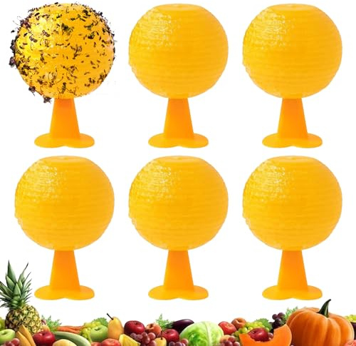 Fruchtfliegenfallen,6 Stück Fruchtfliegenfallenbälle,Fliegenfalle für Fruchtfliegen,Gelbe Fruchtfliegenfallen,für Fruchtfliegen,Ameisen,Mücken und Spinnen,für Küche,Balkone,Innenhöfe