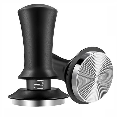 TRIXES Sprung - Prensador de café con alfombrilla – Tamper ajustable para espresso – Negro mate – Accesorio de preparación de café – Barista Essentials – Compatible con portafiltro de 54 mm