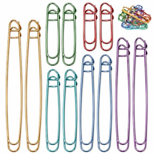 36 Stricken Maschenhalter Set mit sechs Größen und zwölf herzförmigen Markierclips, vielseitige maschenmarkierer ringe und Zubehör zum Ordnen, Fixieren und Strukturieren von Strick- und Häkelprojekten