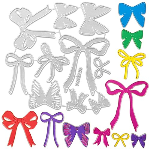 10 Pcs Bow Cutting Dies Metal Die Cuts, Merry Christams Bows Bowtie Package Bag Cutting Dies for DIY Scrapbooking, Card Making, Decorative Embossing, Photo Album, Bowtie Template Stencils