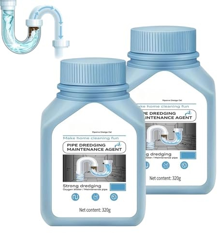 Sink and Drain Cleaner, 320g Pipeline Dredging Powder, Pipe Dredging Agent, Kitchen Sink Unblocker, Removes Hair, Grease and Soap Scum, Quick Cleaning Toilet Tool for Kitchen Bathroom Toilet (2PC)