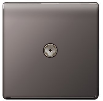 BG Flatplate Screwless Co-Axial Socket 1 Gang Black Nickel