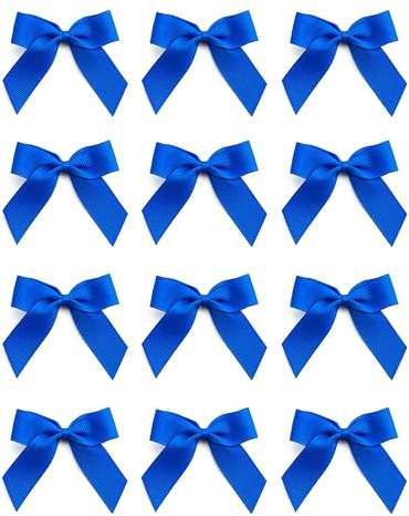 Italian Options Small Grosgrain Ribbon Bows, Self Adhesive Bows for Crafting, Gifts, Sewing, Hair Bow, Wedding Stationery, Floristry, Cakes, Crafts, Decorations, Royal Blue, 12 Pack, 5cm