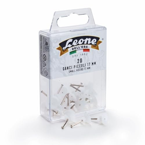 20 Ganci piccoli Leone Dell'Era per appendere quadri con spilli in acciaio temprato - Scatola appendibile - Made in Italy