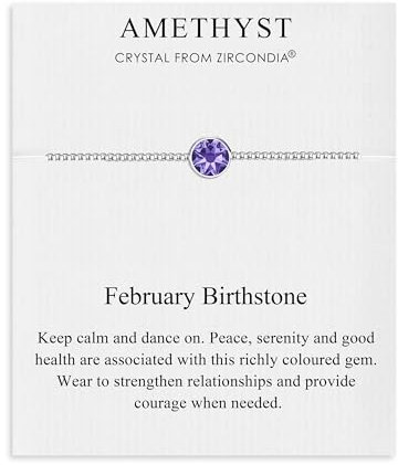 Philip Jones Februar (Amethyst) Geburtsstein-Armband mit Zircondia®-Kristallen