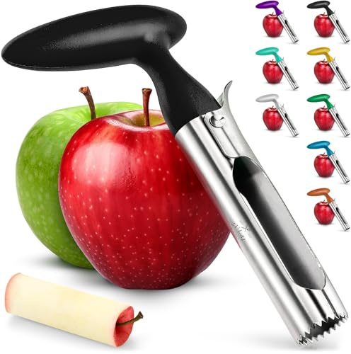 Zulay Kitchen Premium Apple Corer Tool - Ultra Sharp, Stainless Steel, Serrated Blades for Easy Coring - Easy to Use & Clean, Durable Apple Corer Remover for Baking Apples & More - Black