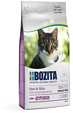 Bozita Hair & Skin Katzentrockenfutter mit Lachs – 400g – weizenfreies Trockenfutter für sensible erwachsene Katzen – 34 % Protein, 10 % Fett – für Haut & Fell – ohne Zucker & Gentechnik