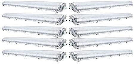 10x G13 LED Feuchtraumleuchte 2x T8 LED, 36W 3600LM 120cm, IP65 LED Feuchtraumwanneneuchte, LED Wannenleuchte Leuchtstofflampe, Warmweiss CRI80 (10x WW)