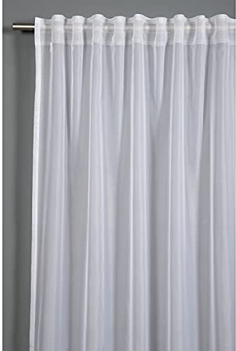 Gardinia Vorhang mit verdeckten Schlaufen und Gardinenband, Lichtdurchlässig, Transparent, Gardine Voile Uni, Weiß, 300 x 175 cm