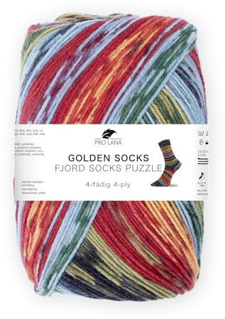 Pro Lana Fjord Socks Puzzle, 100 g/420 m, 4-fädige Sockenwolle aus 75% Schurwolle / 25% Polyamid, tolle Farben (83)