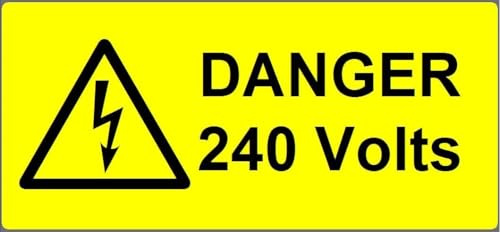 Danger 240V Warning Labels | 50 x 25mm| Permanent Adhesive | self-Adhesive Stickers (100 Labels)