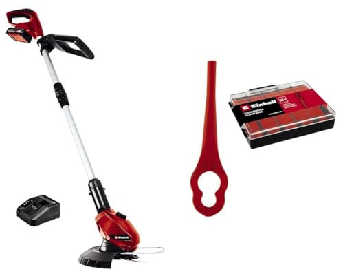 Einhell Akku-Rasentrimmer GE-CT 18 Li Kit Power X-Change (Li-Ion, 18V, Motorkopf drehbar, Flowerguard, inkl. 70 Kunststoffmesser, 2,0Ah Akku und Ladegerät)