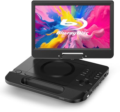FANGOR 12.5 Portable Blu-ray Player with 10.5 1080P Full HD Swivel Screen, Blu-ray DVD Player with HDMI Out & AV in, 4-5 Hours Rechargeable Battery, Support USB/Micro SD Card