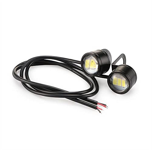Riloer 1Pair of 12V 3W Motorcycle LED Eagle Eye Lights DRL Daytime Running Lamps, Waterproof Motorbike Mirror Backup Lights, White