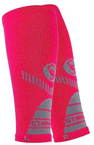 STARK SOUL 2 pares de medias de compresión sin pie para hombre y mujer, calentadores deportivos para pantorrilla, color rosa, talla M, Rosa., M