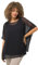 Ulla Popken Damen Chiffonbluse T-Shirt, Schwarz, 50-56
