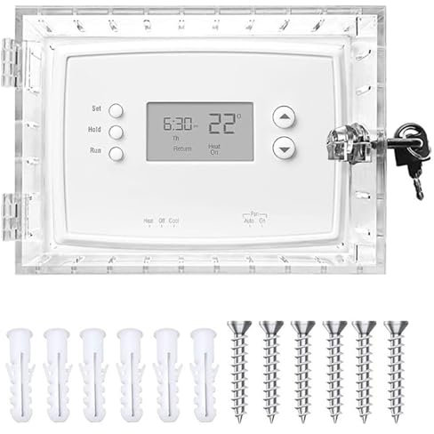 Protector Caja Termostato Universal con Cerradura y Llave, Funda Protección Termostática Pared Acrílicos Transparentes, Cubierta Caja Bloqueo Adapta Termostato Aire Acondicionado para Hogares,Oficinas