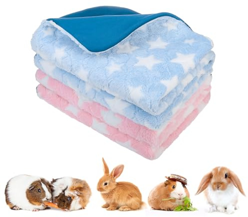 EXPAWLORER Small Animal Bedding Guinea Pig Bed - Soft Fleece Guinea Pig Cage Liner, Highly Absorbent Rabbit Bed Blanket, Reusable Cozy Hamster Bed Mat Pee Pad Whelping Pad, 61x120cm (2 Pack)