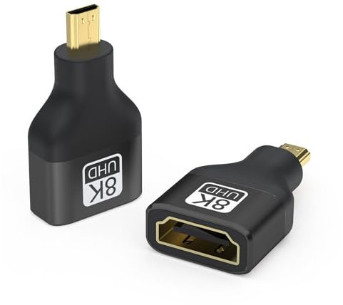 vgggrd 2 Pack Micro HDMI Adapter 8K@60Hz Kupplung Kabel Verbinder HDMI 2.1 ARC HDR10+ Dolby Vision 3D VRR ALLM HDCP, Kompatibel mit 4K 2K 1080P