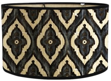 Paralume E27 in bambù, 30 cm, vintage, paralume decorativo, adatto per lampada a sospensione, lampada da terra, lampada da tavolo, lampada da parete, verde geometrico