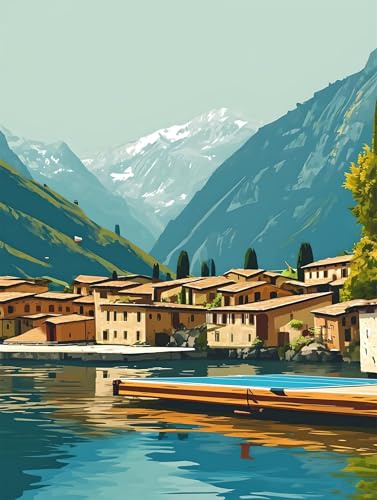Peinture par Numero Paysage de montagne, Peinture Numero Adulte Kit de Peinture à l'huile sur Toile Bricolage, Pour Enfant Débutants Peinture Loisir Creatif Idéal Comme Cadeau ou Décor 50x70cm L-675