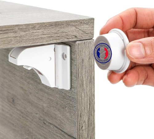 Serrure Magnétique Invisible pour Sécurité Enfant et Bébé – 10 Verrous & 2 Clés – Protection pour Placards, Portes & Tiroirs – Blocage Avec Ou Sans Perçage