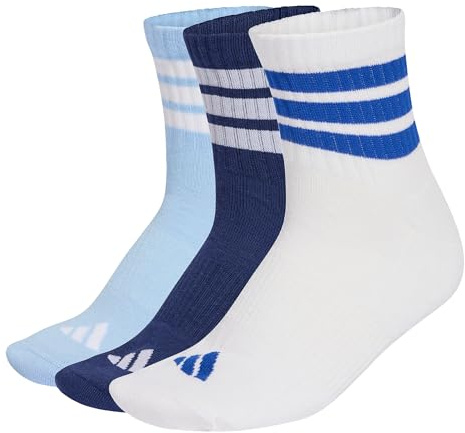 adidas Unisex CALCETINES DEPORTIVOS DE MEDIA CAÑA CON ACOLCHADO 3 STRIPES (3 PARES)