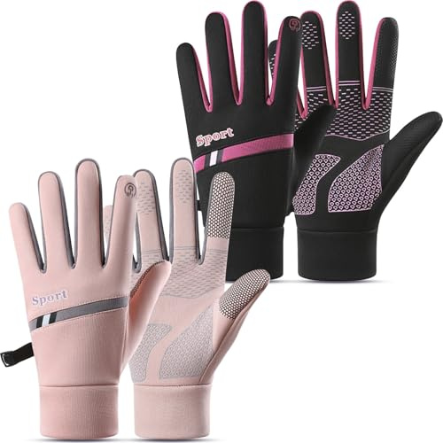 Mayoii 2 paires de gants de cyclisme imperméables pour femme, gants chauds d'hiver pour cyclisme, rugby, course à pied, football, montagne, randonnée