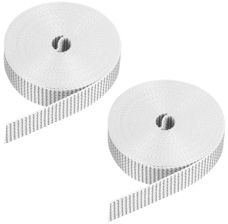 QUARKZMAN 2 st rullgardin rem, ersättningsrep tillverkad av polypropen, infälld rem skruvdragningssats, fönster, (6 m x 23 mm) svart/vit