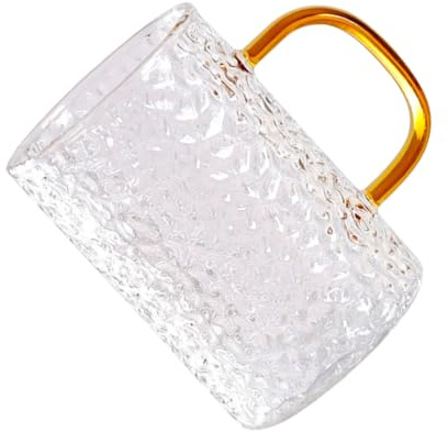 LOLIPPYY Tazza in Vetro Spesso con Manico Color Oro Bicchiere per Tè e Bevande Leggera e Resistente per Uso Domestico e Ufficio