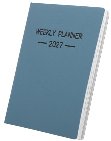 SOLUSTRE Planner med Pu-omslag Månatlig och Veckovis Kalenderbok för Skola och Resor Bärbar Daglig Planeringskalender i Elegant Blå Färg